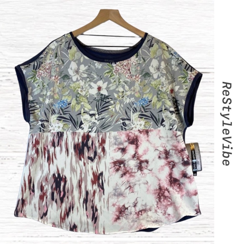 Ruff Hewn Floral and Abstract Print Blouse